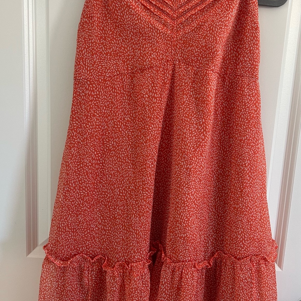Abercrombie & Fitch Coral Red Printed Maxi Skirt